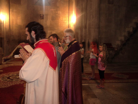 Священослужители. Крайний слева - брат Карен, следующий настоятель монастыря отец Григор.