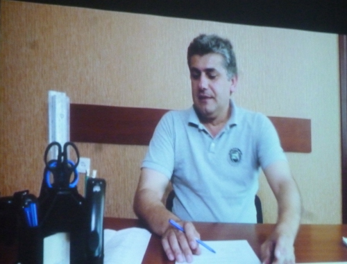 Прием заключенного. Кадр из учебного фильма режиссера Тома Чагелишвили.  Грузия, Тбилиси, 6 августа 2013 г. Фото Анны Коноплёвой для "Кавказского узла"