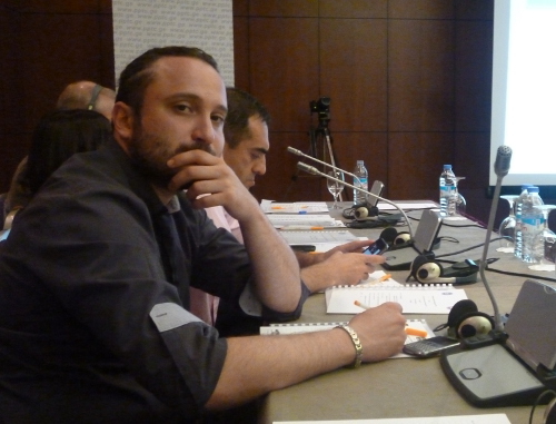 Во время презентации учебного фильма для подготовки и переквалификации сотрудников пенитенциарной системы. Грузия, Тбилиси, 6 августа 2013 г. Фото Анны Коноплевой для "Кавказского узла"