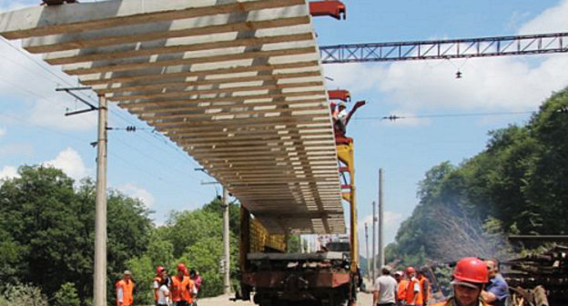 Строительство железной дороги Баку - Тбилиси - Карс. 2012 г. Фото: http://mrdi.gov.ge