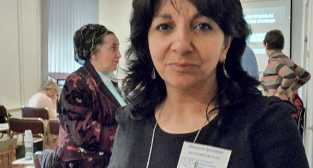 Участница конференции "За мир на Южном Кавказе"
Джульетта Арустамян, президент НПО "Гармония". Ереван, 25 марта 2013 г. Фото Армине Мартиросян для «Кавказского узла»
