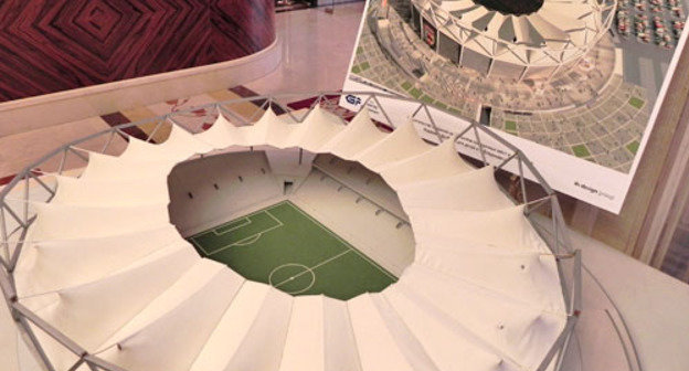 Макет нового стадиона во Владикавказе. 3 июля 2013 г. Фото Дмитрия Тамерланова для "Кавказского узла"