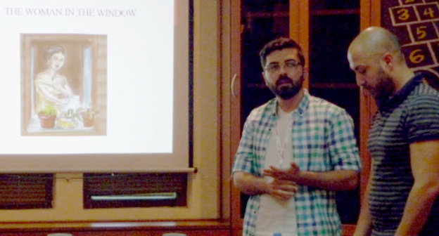 Режиссер и сценарист проекта ''The Woman in The Window'' Доган Баран Куртоглу и продюсер Ченк Озер во время обсуждении работ в рамках киноплатформы "Армения-Турция". Фестиваль "Золотой абрикос", Армения, Ереван, 9 июля 2013 года. Фото Армине Мартиросян для "Кавказского узла"