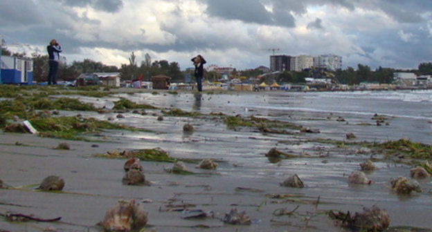 Пляж в Анапе. 25 сентября 2013 г. Фото: http://www.welcometoanapa.ru/news/172