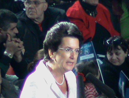 Встреча кандидата на пост президента Грузии Нино Бурджанадзе с избирателями. Тбилиси, 23 октября 2013 г. Фото Беслана Кмузова для "Кавказского узла"