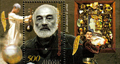 Сергей Параджанов на почтовом блоке Армении, 1999 год. Фото: https://ru.wikipedia.org/wiki/%D0%9F%D0%B0%D1%80%D0%B0%D0%B4%D0%B6%D0%B0%D0%BD%D0%BE%D0%B2,_%D0%A1%D0%B5%D1%80%D0%B3%D0%B5%D0%B9_%D0%98%D0%BE%D1%81%D0%B8%D1%84%D0%BE%D0%B2%D0%B8%D1%87#mediaviewer/File:Stamp_of_Armenia_ms11.jpg Сергей Параджанов на почтовом блоке Армении, 1999 год. Фото: https://ru.wikipedia.org/wiki/%D0%9F%D0%B0%D1%80%D0%B0%D0%B4%D0%B6%D0%B0%D0%BD%D0%BE%D0%B2,_%D0%A1%D0%B5%D1%80%D0%B3%D0%B5%D0%B9_%D0%98%D0%BE%D1%81%D0%B8%D1%84%D0%BE%D0%B2%D0%B8%D1%87#mediaviewer/File:Stamp_of_Armenia_ms11.jpg