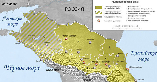 Территория Российской Федерации, на которой Доку Умаров провозгласил «джихад». Фото: Alfer1002 https://ru.wikipedia.org
