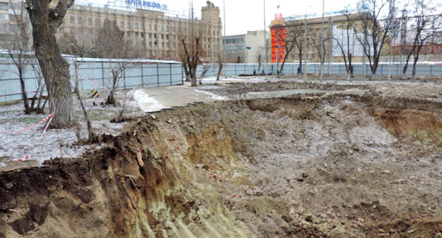 Котлован вырытый под будущий храм Александра Невского в Волгограде. Февраль 2016 г. Фото Вячеслава Ященко для "Кавказского узла"