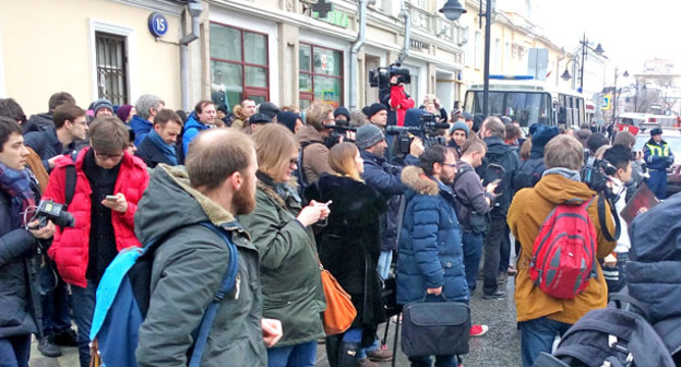 Журналисты экстренно покинули презентацию доклада Яшина о Кадырове. Москва, 23 февраля 2016 г. Фото Олега Краснова для "Кавказского узла"