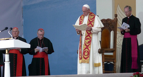 Выступление папы римского Франциска в ходе экуменической церемонии. Ереван, 25 июня 2015 года. Фото: Армине Мартиросян для "Кавказского узла"