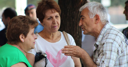 Акция протеста бывших сотрудников «Наирита» Ереване у здания правительства республики. Ереван, 25 августа 2016 г. Фото Тиграна Петросяна для "Кавказского узла"