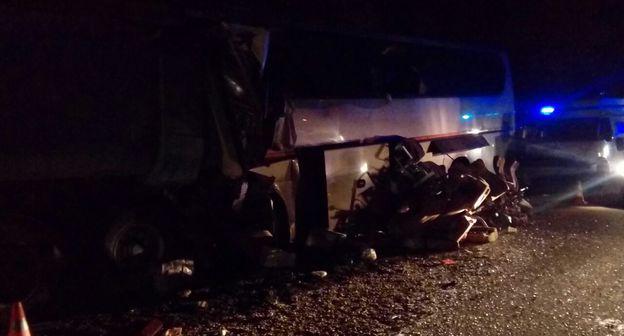 Авария экскурсионного автобуса на трассе М-4 "Дон" . Фото пресс-службы ГУ МВД РФ по Краснодарскому краю