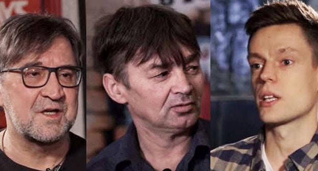 Юрий Шевчук, Олег Ситников, Юрий Дудь (слева направо). Фото: коллаж "Кавказского узла" Кадры из видео пользователя  вДудь
https://www.youtube.com/watch?time_continue=461&v=Bjg7WSd8dyQ