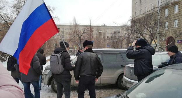 Несогласованное шествие в поддержку общероссийской "Забастовки избирателей" в Волгограде. 28 января 2018 г. Фото Татьяны Филимоновой для "Кавказского узла"