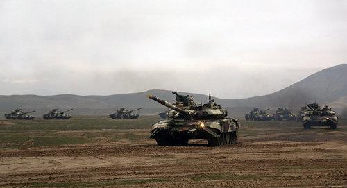 Военные учения с участием танков и авиации в Азербайджане. Фото: пресс-служба Минобороны АР