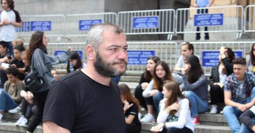 Заза Саралидзе на акции протеста в Тбилиси. 1 июня 2018 года. Фото Инны Кукуджановой для "Кавказского узла"