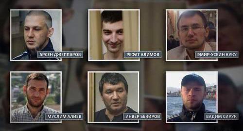 Обвиняемые по делу о запрещенной организации "Хизб ут-Тахрир". Коллаж со страницы "Крымской солидарности" в Facebook, https://www.facebook.com/crimeansolidarity/photos/pcb.689304854770307/689304571437002/?type=3&theater Обвиняемые по делу о запрещенной организации "Хизб ут-Тахрир". Коллаж со страницы "Крымской солидарности" в Facebook, https://www.facebook.com/crimeansolidarity/photos/pcb.689304854770307/689304571437002/?type=3&theater