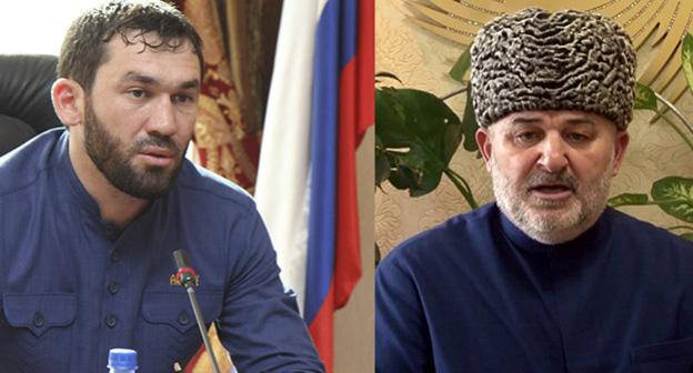 Магомед Даудов (слева) и Иса Хамхоев. Коллаж "Кавказского узла". Фото: официальный сайт партии "Единая Россия" https://er.ru, Духовный центр мусульман РИ https://www.youtube.com/watch?v=GVsmQCWdgFA