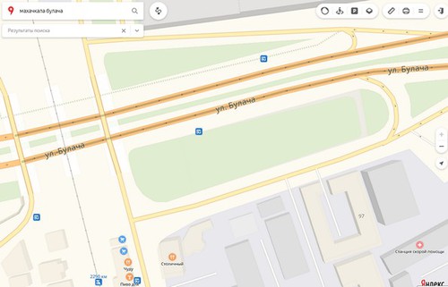 Район улицы Булача в Махачкале, где на строительство АЗС жаловались местные жители. Скриншот с сервиса «Яндекс. Карты».