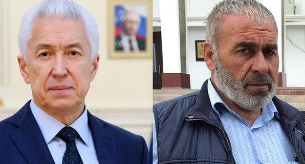 Владимир Васильев,  Муртазали Гасангусейнов. Фото: https://derbrayon.ru/news/obshestvo/glavoj-rd-izbran-vladimir-vasil-ev, патимат Махмудова, коллаж "Кавказского узла"