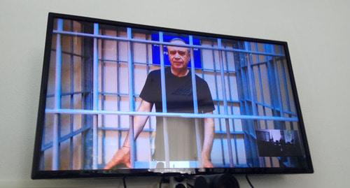 Сергей Сидаш присутствовал в зале суда посредством видеосвязи. Фото Константина Волгина для "Кавказского узла"
