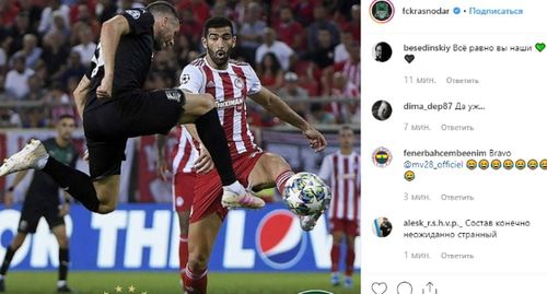 Скриншот страницы в социальной сети ФК "Краснодар", https://www.instagram.com/fckrasnodar/