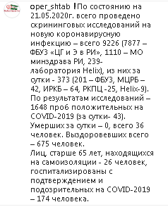 Скриншот сообщения на странице оперативного штаба Ингушетии в Instagram https://www.instagram.com/p/CAcdPbEH_N3/
