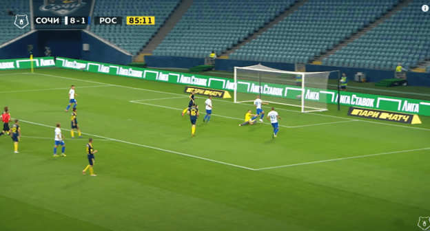 Матч "Сочи" - "Ростов" 20 июня 2020 года, стоп-кадр видео https://youtu.be/iiohX_Y8OI4