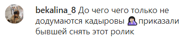 Скриншот комментария к видеообращению бывшей жены Мусы Ломаева, https://www.instagram.com/p/CFfKoV9nw7L/