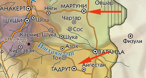Мартуни и Гадрут на карте Нагорного Карабаха. https://www.kavkaz-uzel.eu/articles/354792/