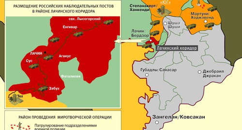 Лачинский коридор: карта размещения российских миротворцев, https://www.kavkaz-uzel.eu/articles/356450/