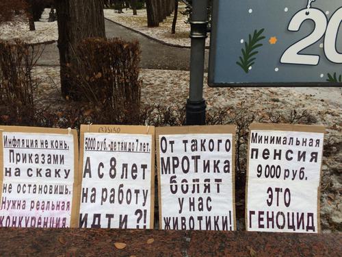 Плакаты активистов. Волгоград, 27 декабря 2020 года. Фото Татьяны Филимоновой для "Кавказского узла".