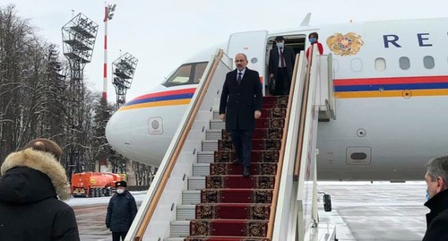 Никол Пашинян прибыл в Москву 11.01.21. Фото Пресс секретарь премьер-министра Армении  Манэ Геворгян https://www.facebook.com/profile.php?id=100000453356168