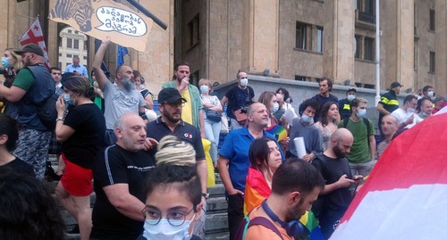Акция в поддержку журналистов. Тбилиси, 6 июля 2021 года. Фото Беслана Кмузова для "Кавказского узла".