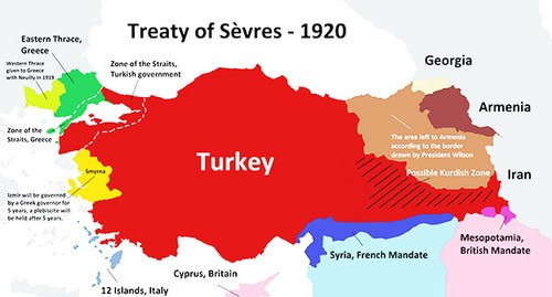 Карта границ на основании Севрского договора 1920 года. Фото: Araujo https://ru.wikipedia.org/