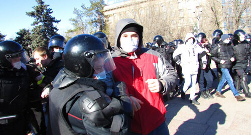 Задержания активистов в Волгограде. 6 марта 2022 года. Фото Вячеслава Ященко для "Кавказского узла".