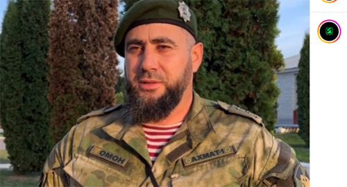 Заместитель командира батальона ОМОН "Ахмат-1" Бислан Чабаев. Cкриншот видео https://www.instagram.com/p/CkQS2AkO_A0/