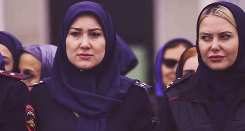 Женщины-военнослужащие чеченской армии. Скриншот видео https://t.me/akhmeddudaev/1297
