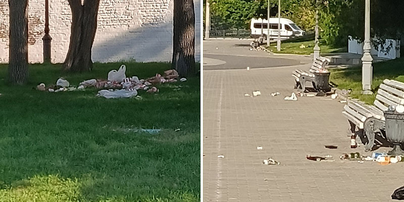 Мусор около Астраханского кремля. Скриншот изображений https://vk.com/wall-124380975_360862
