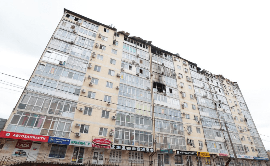 Дом по улице Объездная после пожара. Скриншот фото из Telegram-канала мэрии Анапы от 14.02.24, https://t.me/anapaofficial/18993
