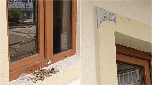 Разбитое окно и поврежденная стена синагоги, июня 2024 г.
Фото https://t.me/YerevanJewishHome/15602