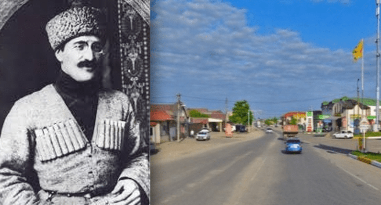 Улица Катханова в Баксане и Назир Катханов. Коллаж "Кавказского узла". Скриншот фото из Telegram-канала правозащитного центра КБР от 16.11.24, https://t.me/zapravakbr/3108 Фото:commons.wikimedia.org

