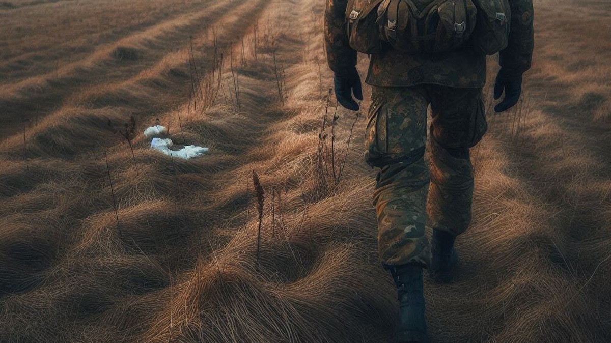 Военный на СВО. Иллюстрация создана «Кавказским узлом» с помощью ИИ в программе Photoshop