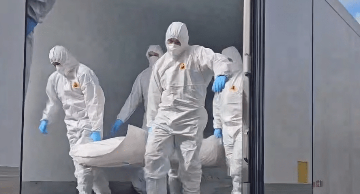 Обмен телами убитых бойцов. Стоп-кадр видео из Telegram-канала  проекта "Хочу найти" от 28.03.25, https://t.me/hochunaiti_com/1409.