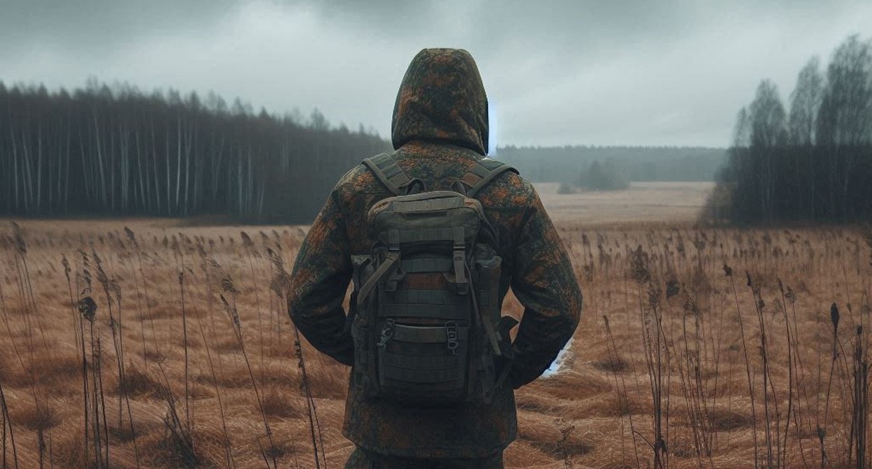 Военный на СВО. Иллюстрация создана "Кавказским узлом" с помощью ИИ в программе Copilot