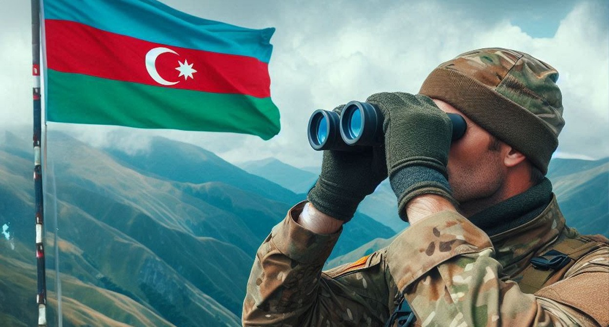 Военный в Азербайджане. Иллюстрация создана "Кавказским узлом" с помощью ИИ в программе Copilot