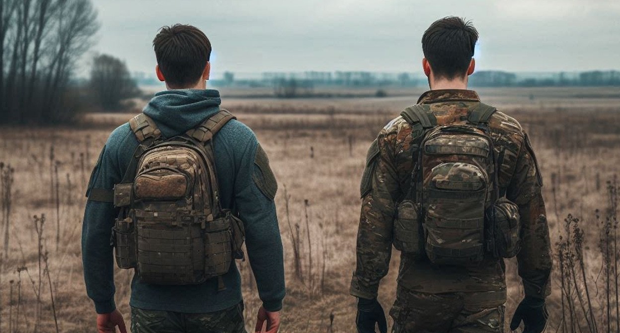 Военные на СВО. Иллюстрация создана «Кавказским узлом» с помощью ИИ в программе Copilot