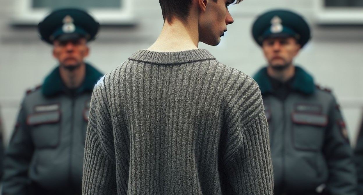 Подросток и полицейские. Иллюстрация создана "Кавказским узлом" с помощью ИИ в программе Copilot