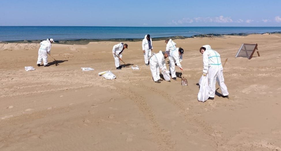 Очистка песка на пляже Анапы. 11 мая 2025 года. Фото из телеграм-канала оперштаба Кубани https://t.me/opershtab23/13456