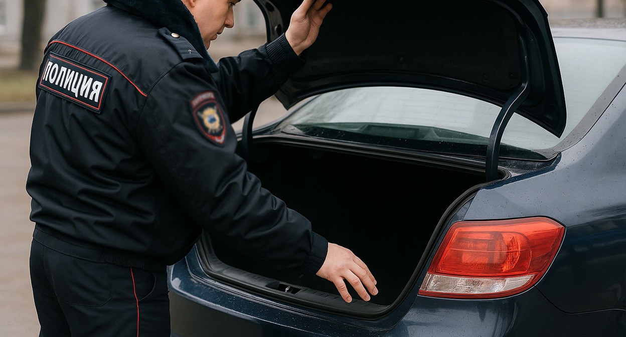 Проверка багажника. Иллюстрация создана "Кавказским узлом" с помощью ИИ в программе Copilot